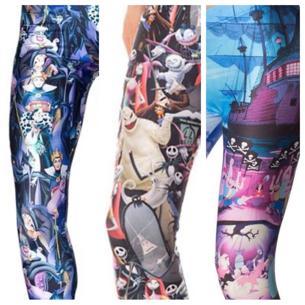 Set of Three Black Milk Disney Leggings sz Large Villains Peter Pan NMBC RARE!